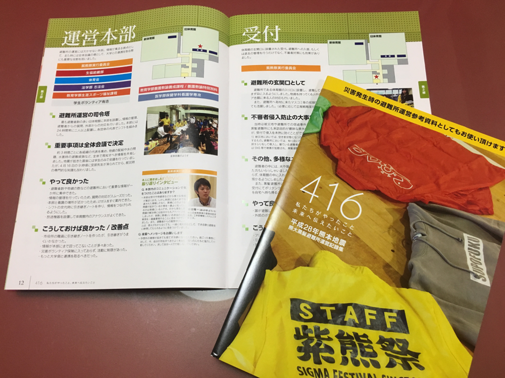 熊本大学の安部さんから、避難所運営に携わった学生さんたちがつくられた冊子が届きました